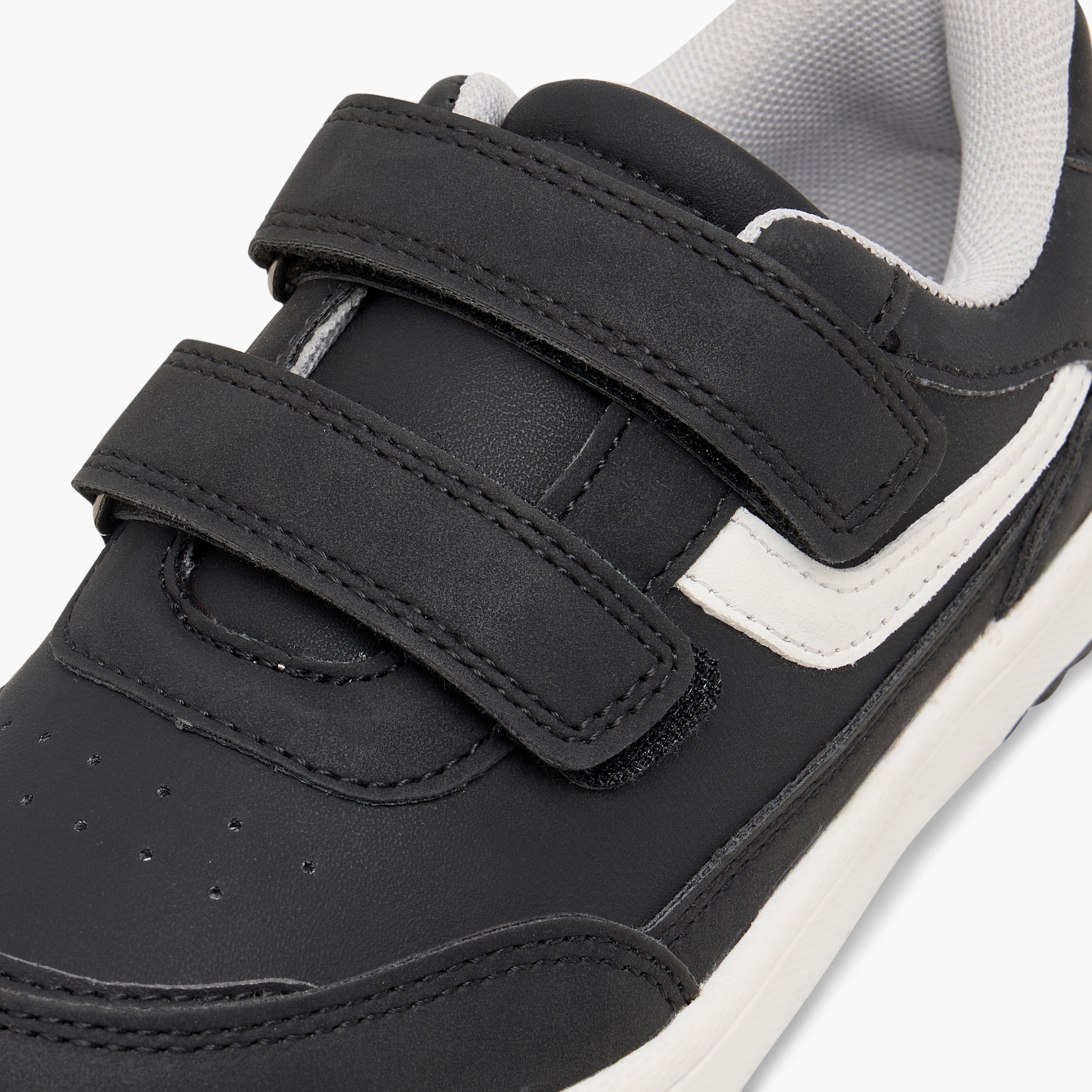 Juniors Panelled Sneakers with Hook and Loop Closure-boys-shoes-schoolshoes-image-4