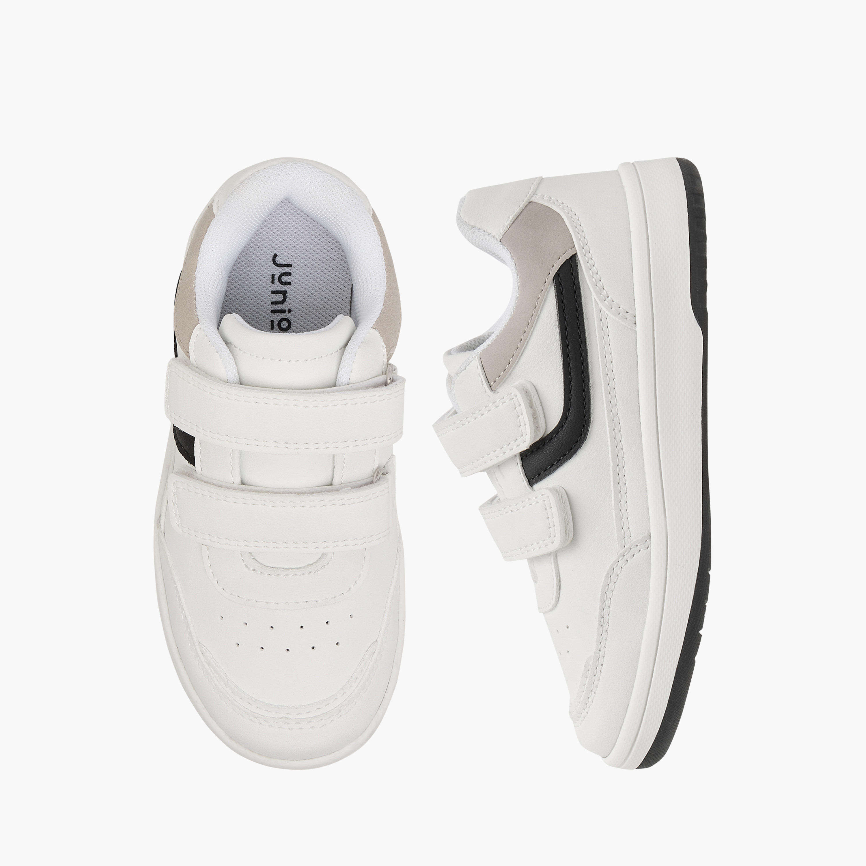 Juniors Panelled Sneakers with Hook and Loop Closure-boys-shoes-schoolshoes-image-1