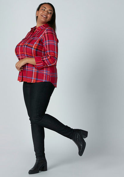 Plus Size Solid Jeggings with Pocket Detail and Elasticised Waistband-Leggings and Jeggings-image-1