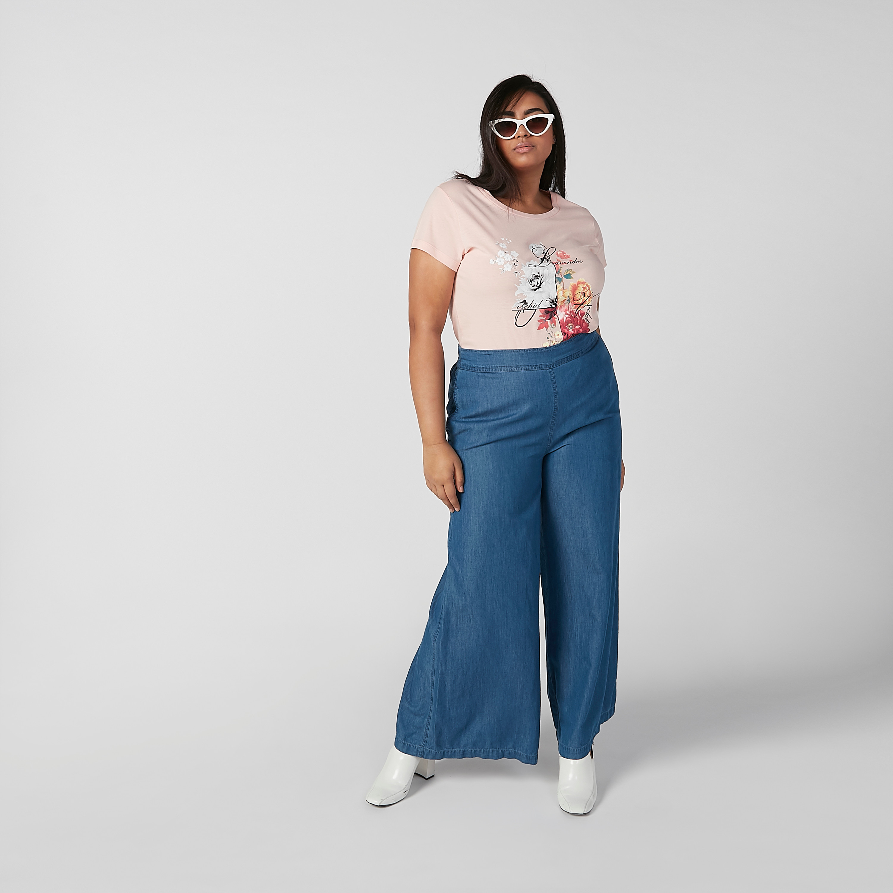 Sustainable Wide Fit Plain Flexi Waist Denim Palazzo Pants-women-clothing-bottoms-trousers-image-3