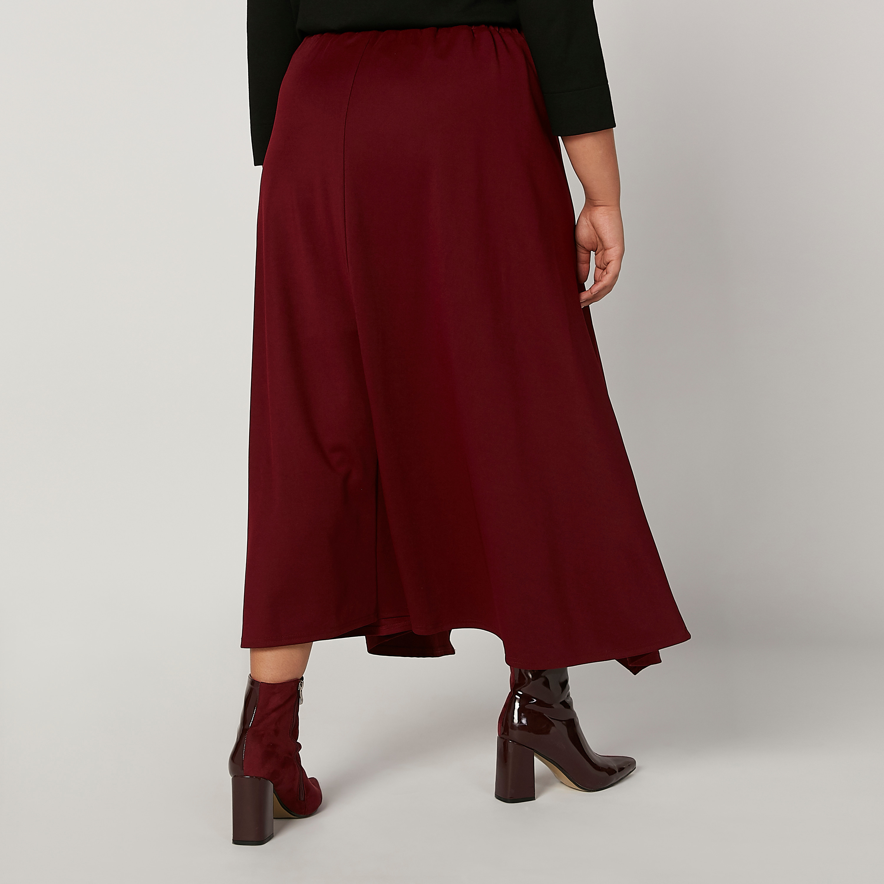 تنورة ميدي سادة بأطراف غير مستوية وخصر مطاطي-women-clothing-skirts-image-4