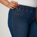 Plus Size Full Length Plain Jeggings with Pockets and Elasticised Waistband-Leggings and Jeggings-thumbnailMobile-2