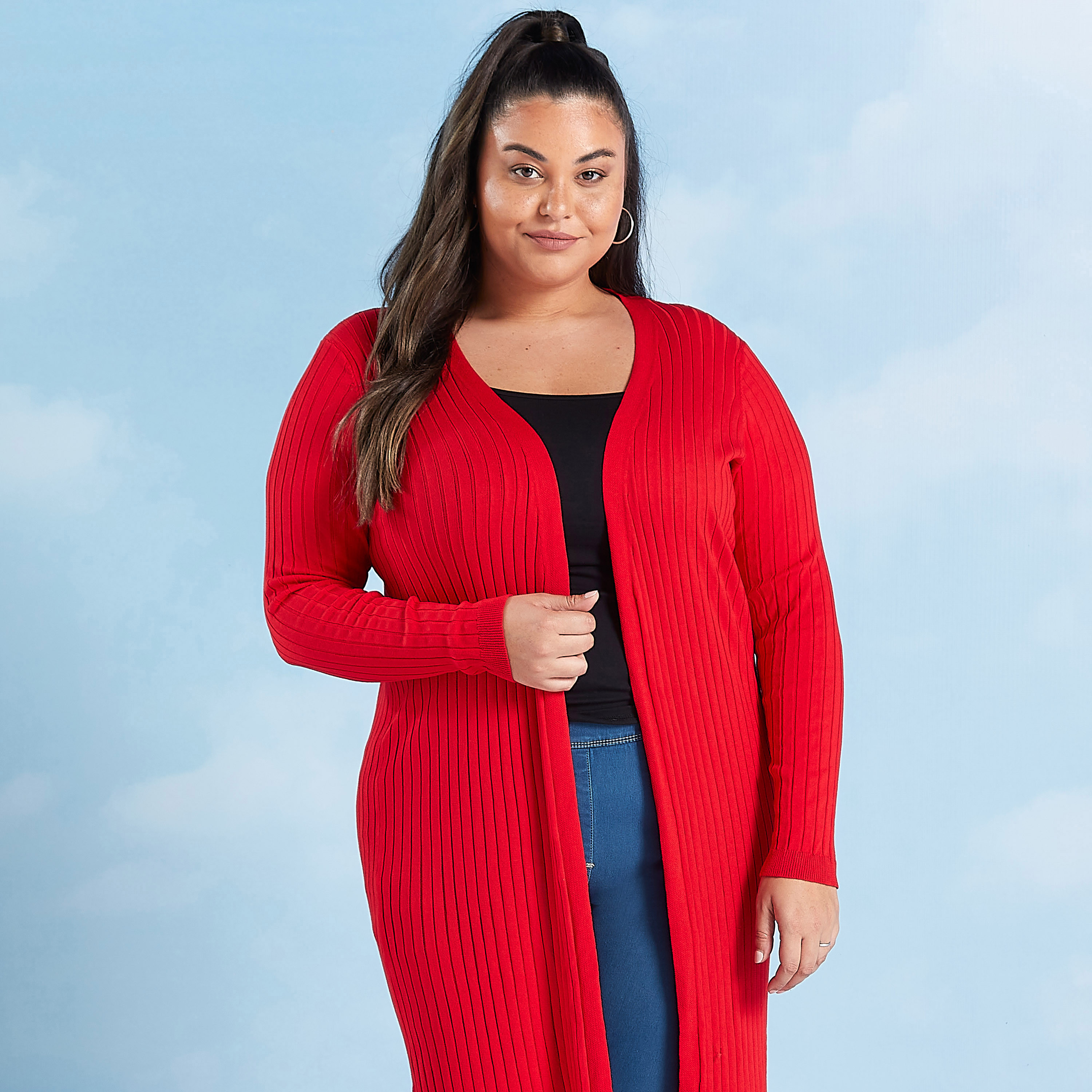 Buy Textured Longline Cardigan with Long Sleeves Splash UAE