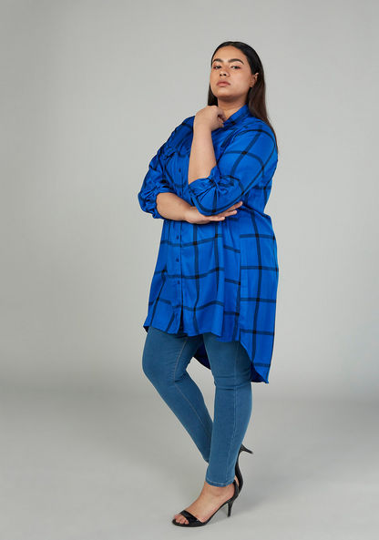 Chequered Shirt with Long Sleeves and Flap Pockets