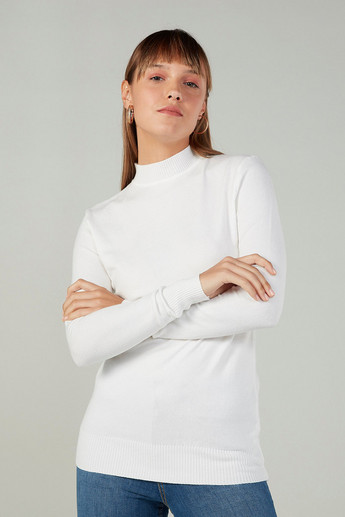 Buy Women's Textured Turtle Neck Sweater with Long Sleeves Online