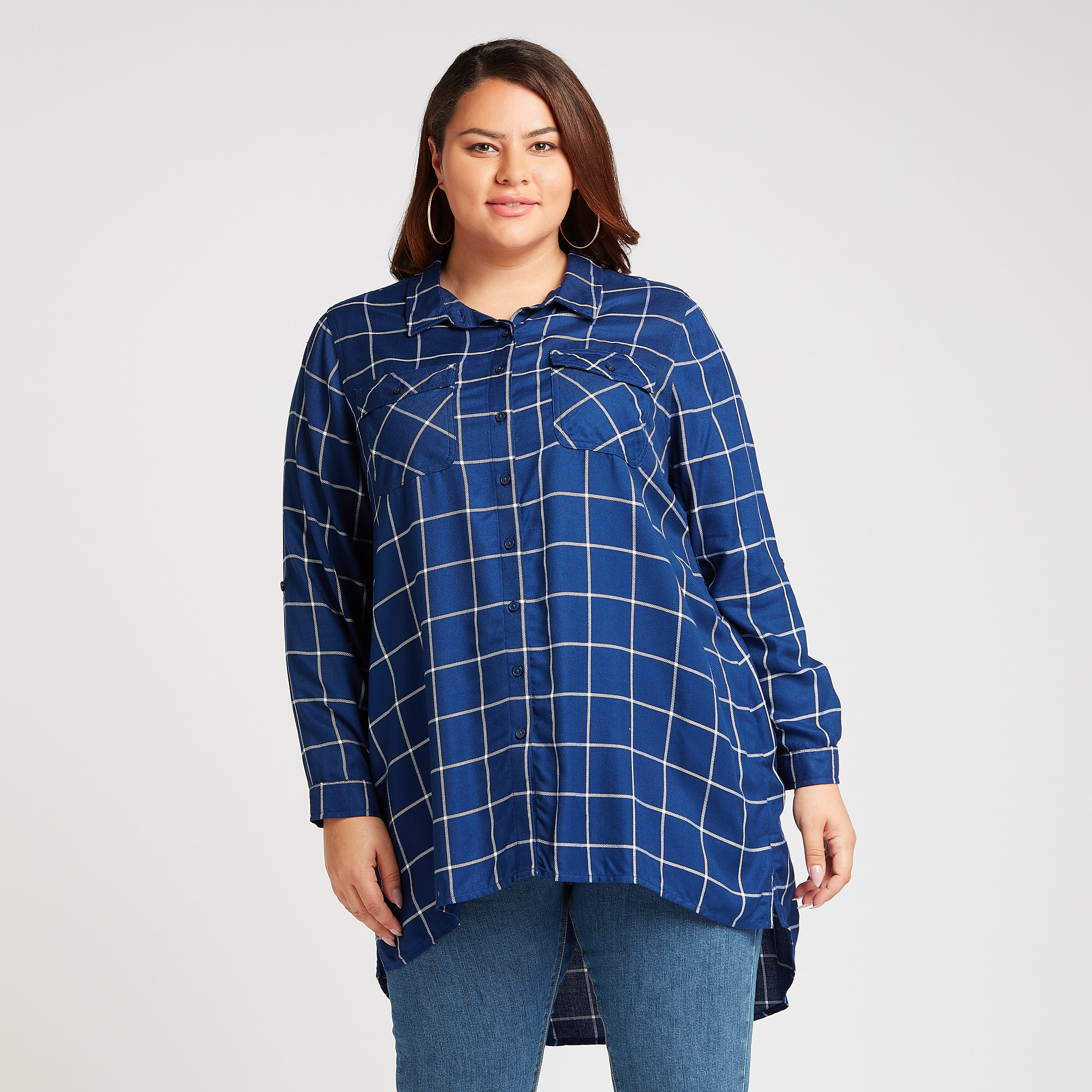 Longline check shirt best sale