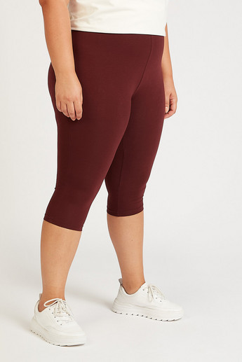 Sustainable Cropped Solid Leggings with Elasticised Waistband