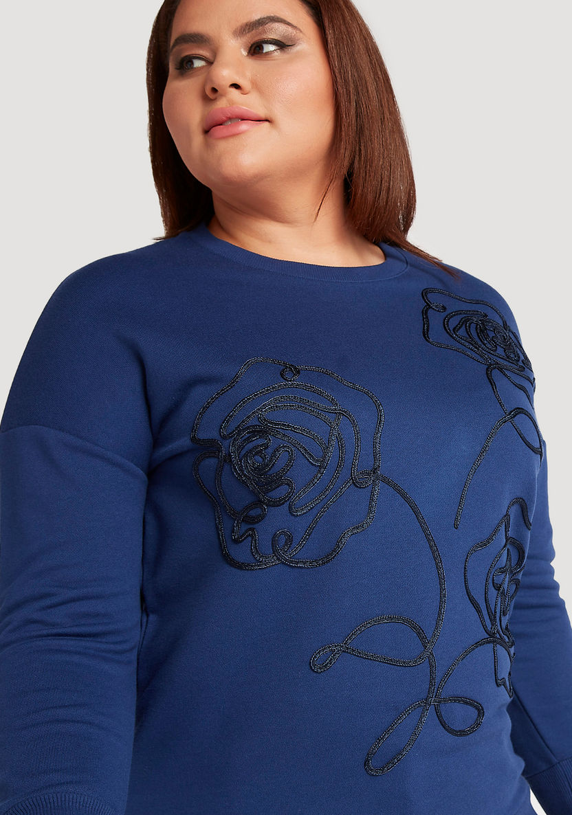 Embellished Sweatshirt with Crew Neck and Long Sleeves-Hoodies & Sweatshirts-image-2