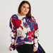 Floral Print Top with Dolman Sleeves and Bow Detail-Shirts and Blouses-thumbnailMobile-0