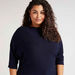 Textured Sweater with Round Neck and 3/4 Sleeves-Cardigans & Sweaters-thumbnail-2