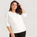 Textured Sweater with Round Neck and 3/4 Sleeves-Cardigans & Sweaters-thumbnail-4