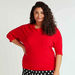 Textured Sweater with Round Neck and 3/4 Sleeves-Cardigans & Sweaters-thumbnailMobile-0