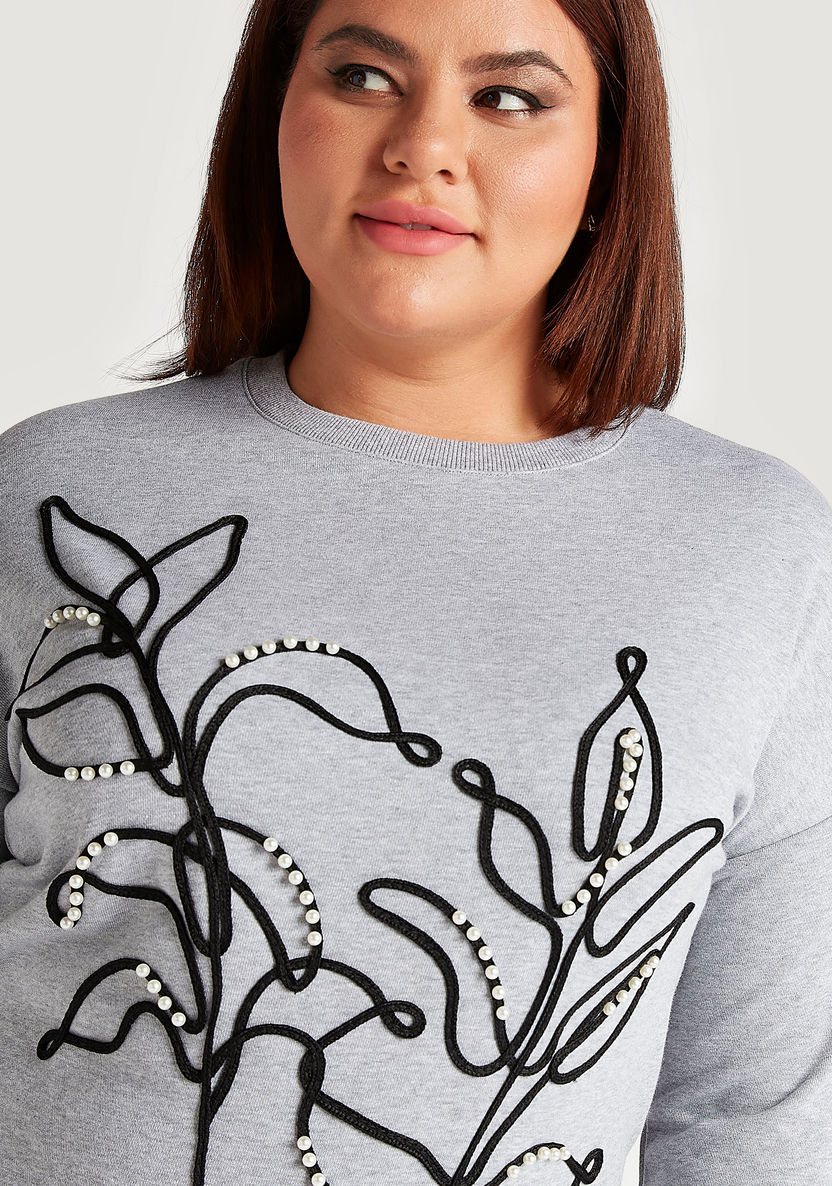 Embellished Sweatshirt with Long Sleeves and Crew Neck-Hoodies & Sweatshirts-image-4