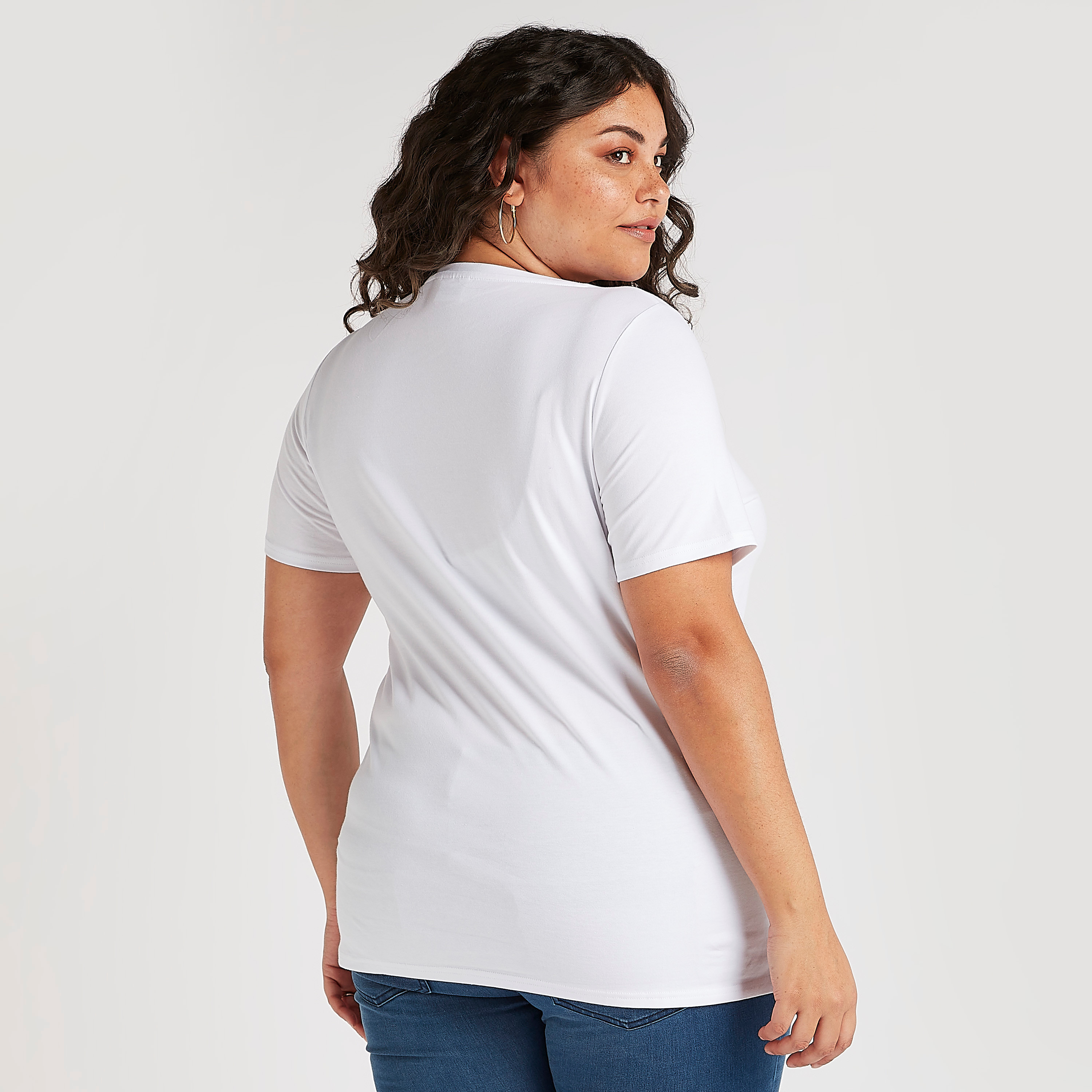 Tweety Bird Print Crew Neck T-shirt with Short Sleeves-women-clothing-tshirts-image-4