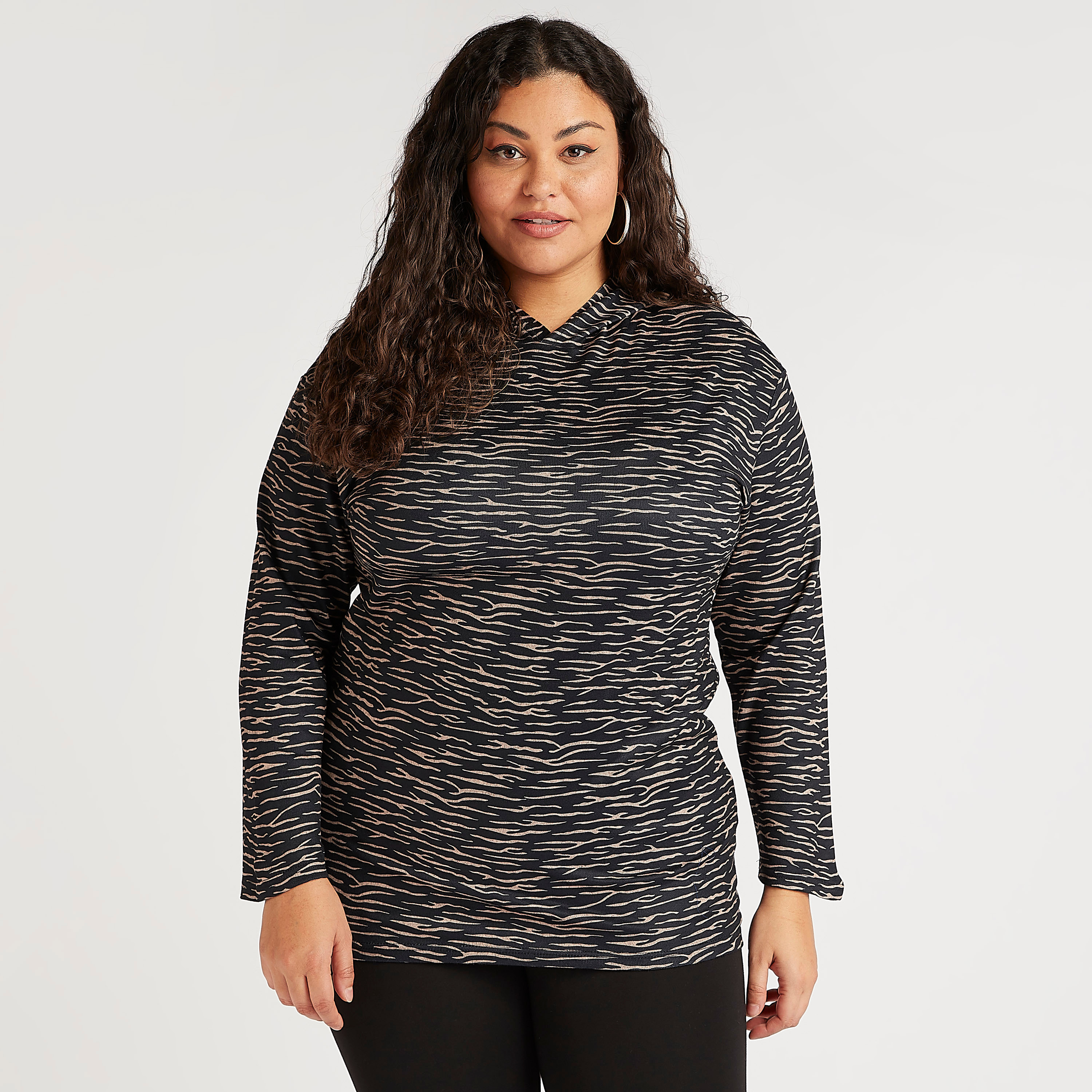 سويت شيرت بياقة بقبعة وأكمام طويلة وطبعات حيوانات-women-clothing-hoodiesandsweatshirts-sweatshirts-image-1