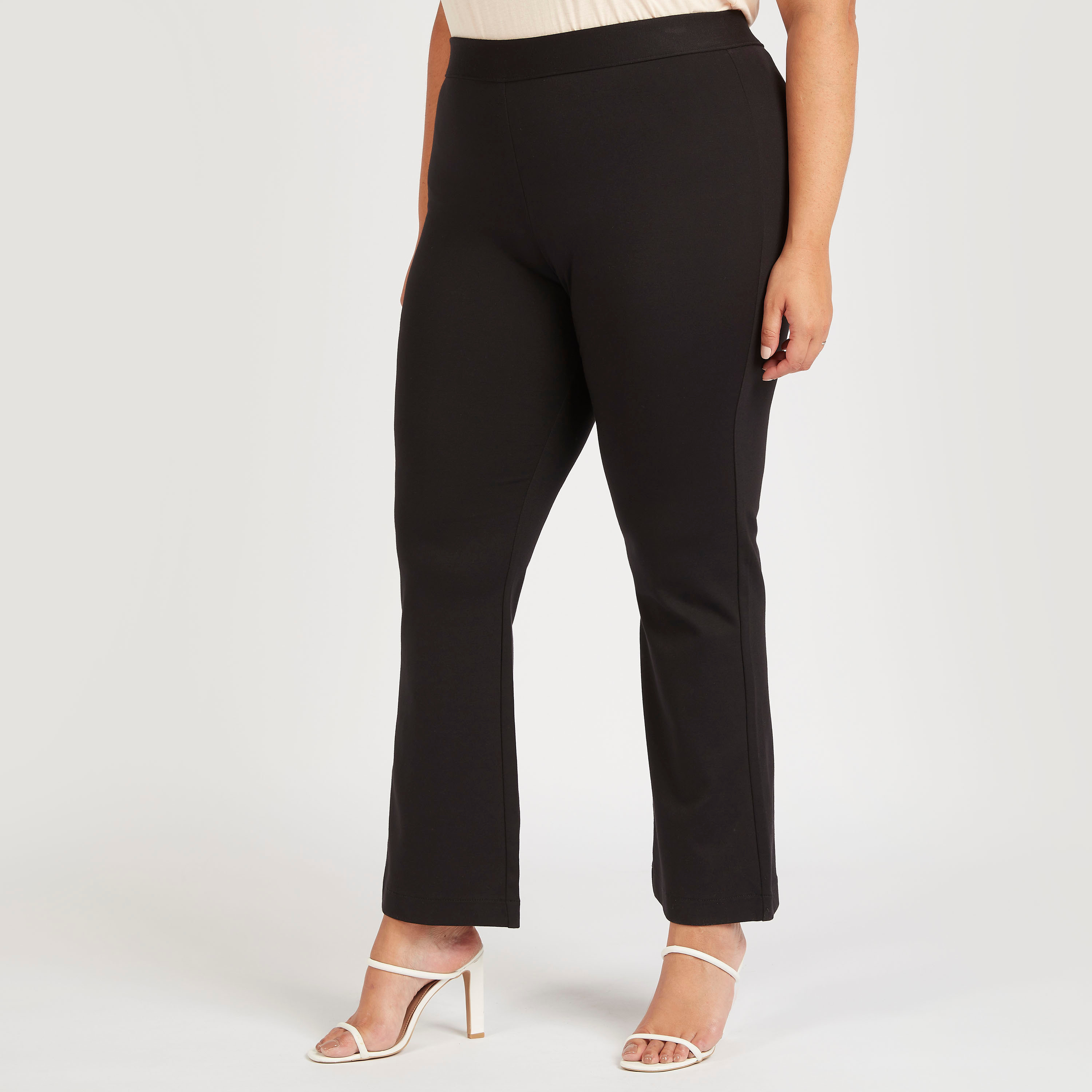 Solid Pants with Elasticated Waistband-women-clothing-trousers-image-1