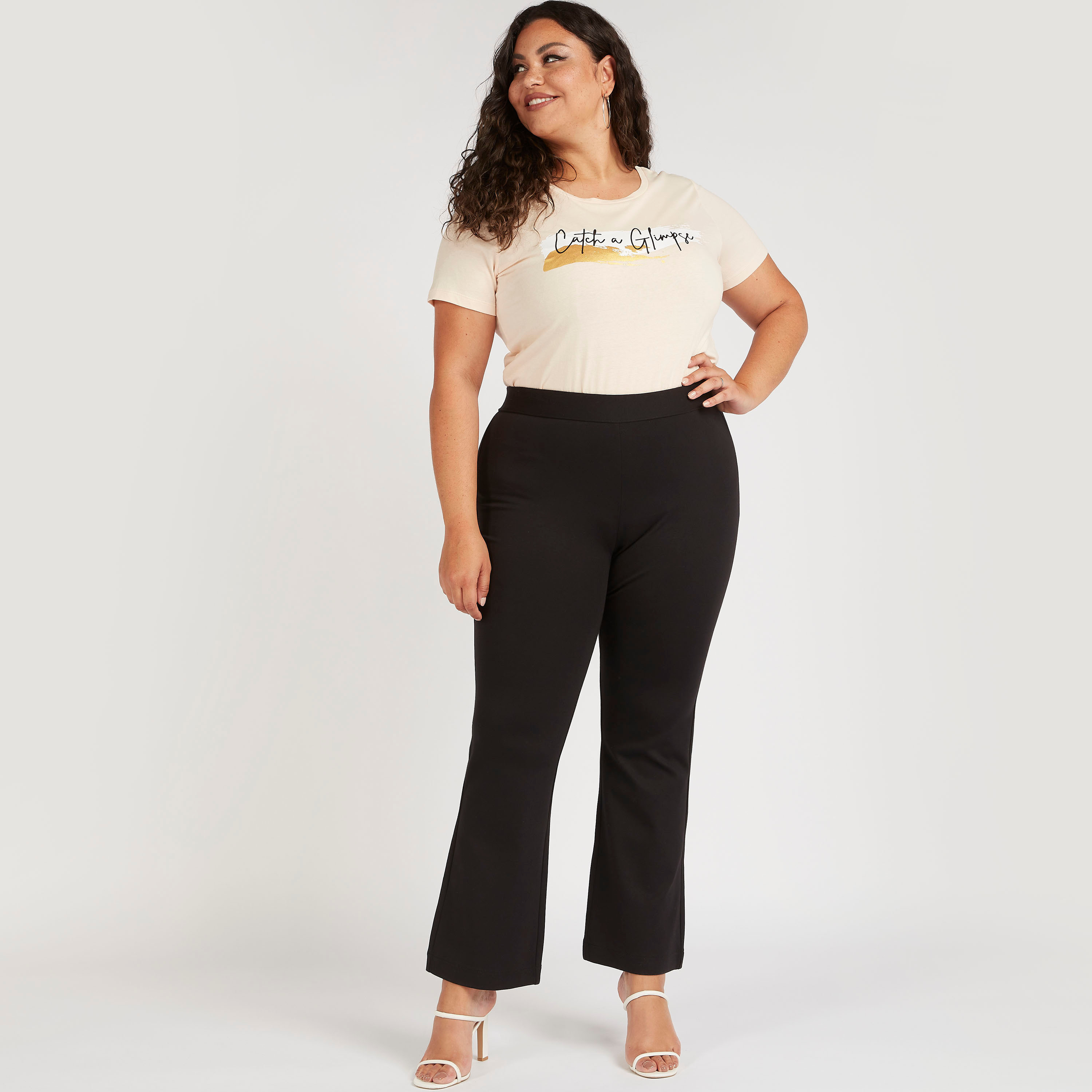 Solid Pants with Elasticated Waistband-women-clothing-trousers-image-2