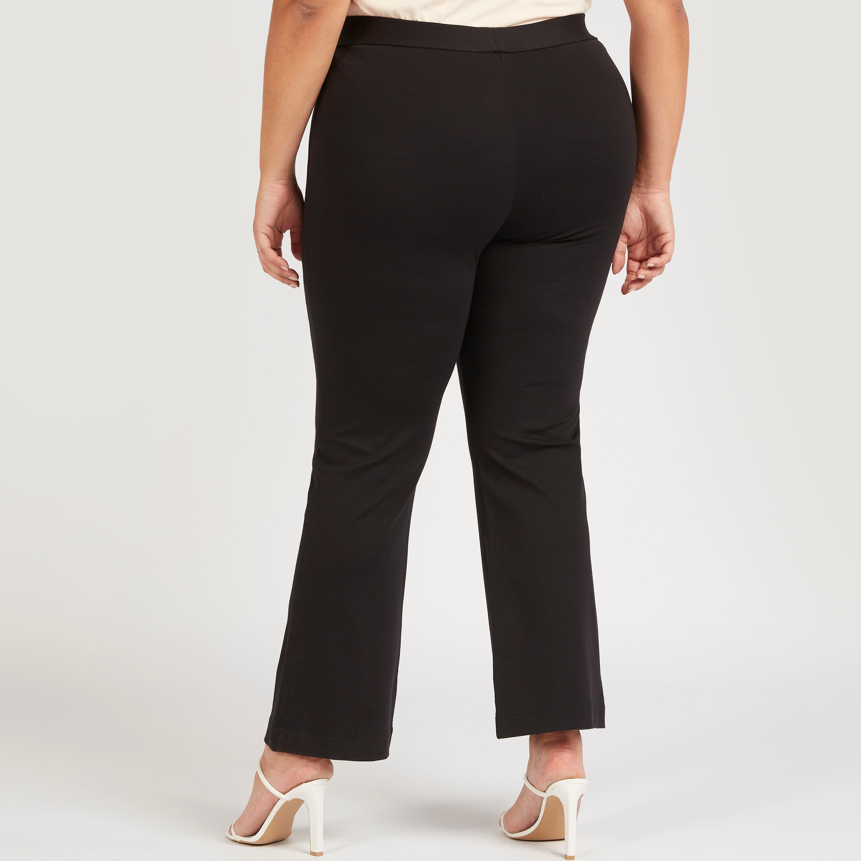 Solid Pants with Elasticated Waistband-women-clothing-trousers-image-4