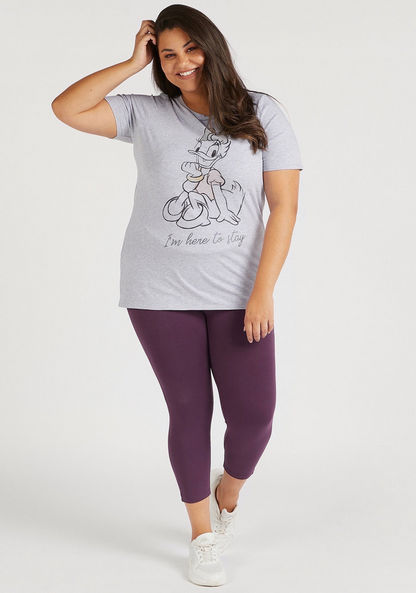Daisy Duck Print T-shirt with Crew Neck and Short Sleeves