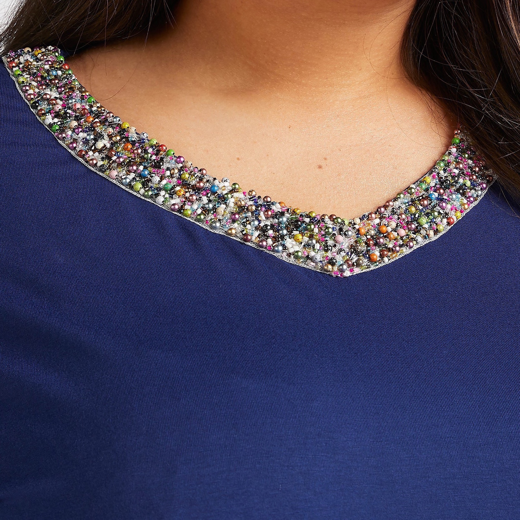 Embellished V-neck T-shirt with Short Sleeves-women-clothing-tshirts-image-3