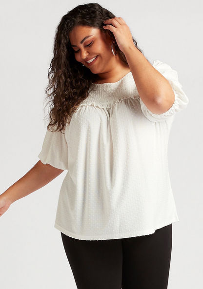 Sustainable Swiss Dot Embroidered Round Neck Top