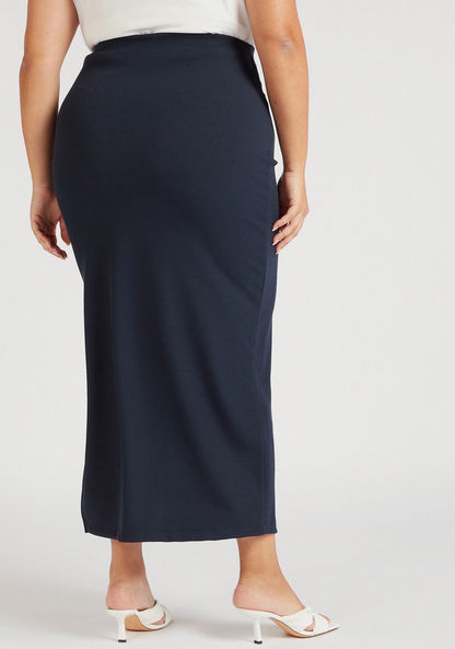 Ribbed Maxi Pencil Skirt with Side Slit