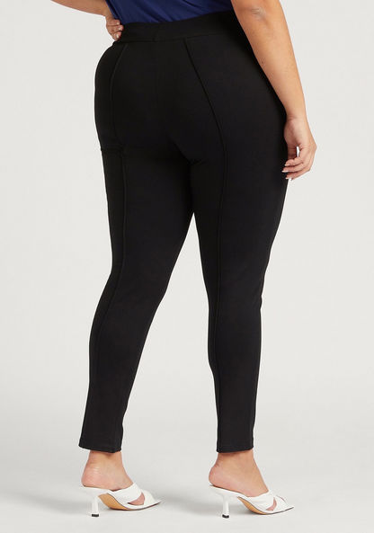 Solid Mid-Rise Leggings with Zipper Pockets