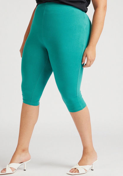 Solid Cropped Leggings with Elasticised Waist