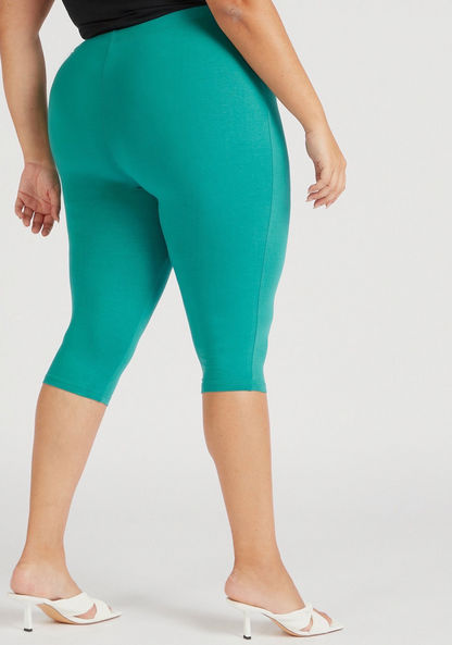 Solid Cropped Leggings with Elasticised Waist