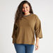 Embellished Neck T-shirt with 3/4 Sleeves-T Shirts-thumbnailMobile-0