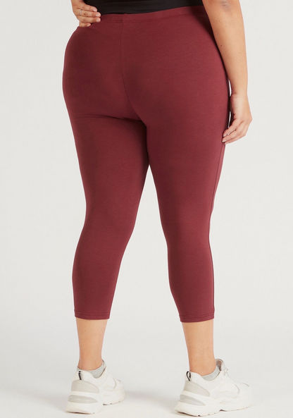 Solid Ankle Length Leggings with Elasticated Waistband