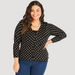 Polka Dot V-neck Cardigan with Button Closure-Cardigans & Sweaters-thumbnail-4