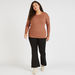 Textured Round Neck T-shirt with Long Sleeves-T Shirts-thumbnail-1