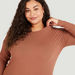 Textured Round Neck T-shirt with Long Sleeves-Tops-thumbnail-2