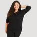 Textured Round Neck T-shirt with Long Sleeves-Tops-thumbnailMobile-4