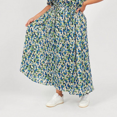 Floral Print Maxi Skirt with Elasticated Waistband