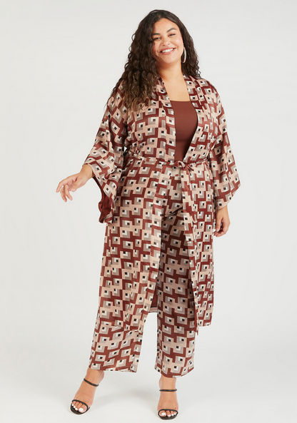 Printed Kimono with Tie-Up Belt and Pockets-Kimonos-image-0
