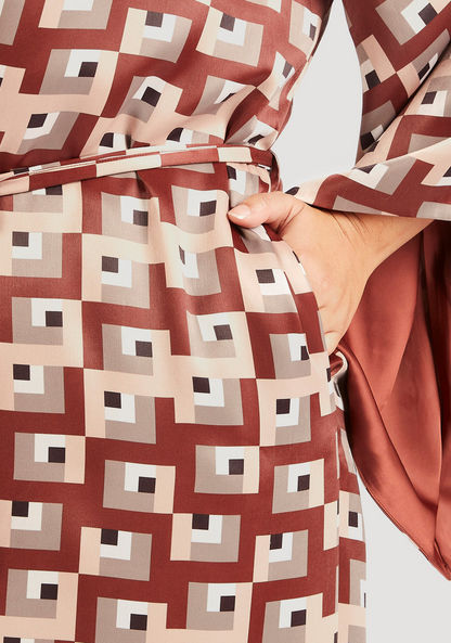 Printed Kimono with Tie-Up Belt and Pockets-Kimonos-image-4
