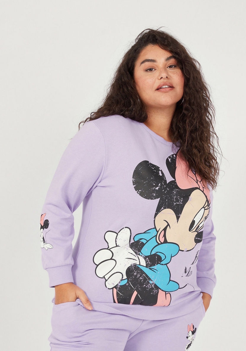 Minnie Mouse Print Round Neck Sweatshirt with Long Sleeves-Hoodies and Sweatshirts-image-0