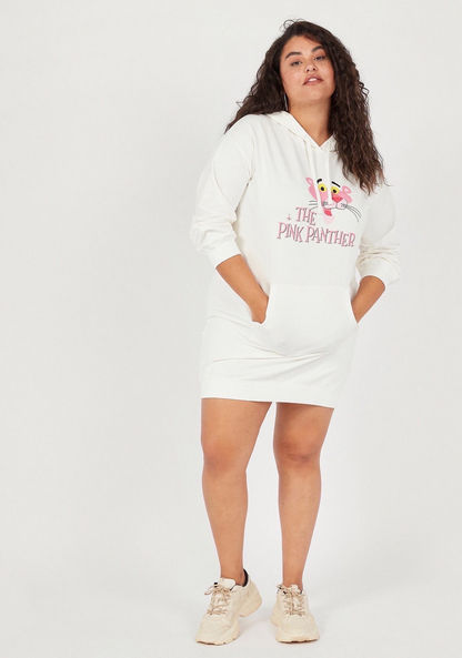 Plus Size Pink Panther Print Jumper Dress with Hood and Pocket-Dresses-image-1