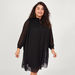 Pleated Tunic with Neck Tie-Ups and Long Sleeves-Dresses-thumbnailMobile-1