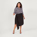 Textured Asymmetric Midi Skirt with Elasticised Waistband-Skirts-thumbnailMobile-1