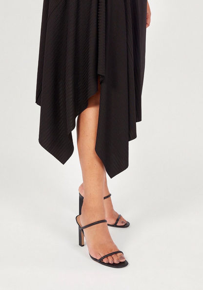 Textured Asymmetric Midi Skirt with Elasticised Waistband-Skirts-image-2