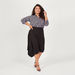 Textured Asymmetric Midi Skirt with Elasticised Waistband-Skirts-thumbnail-4
