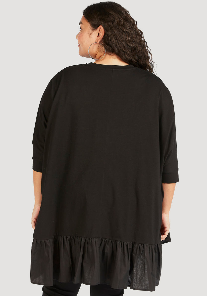 Solid Tunic with 3/4 Sleeves and Flared Hem-Tunics-image-3