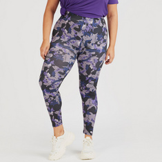 Printed Mid-Rise Leggings with Elasticated Waistband