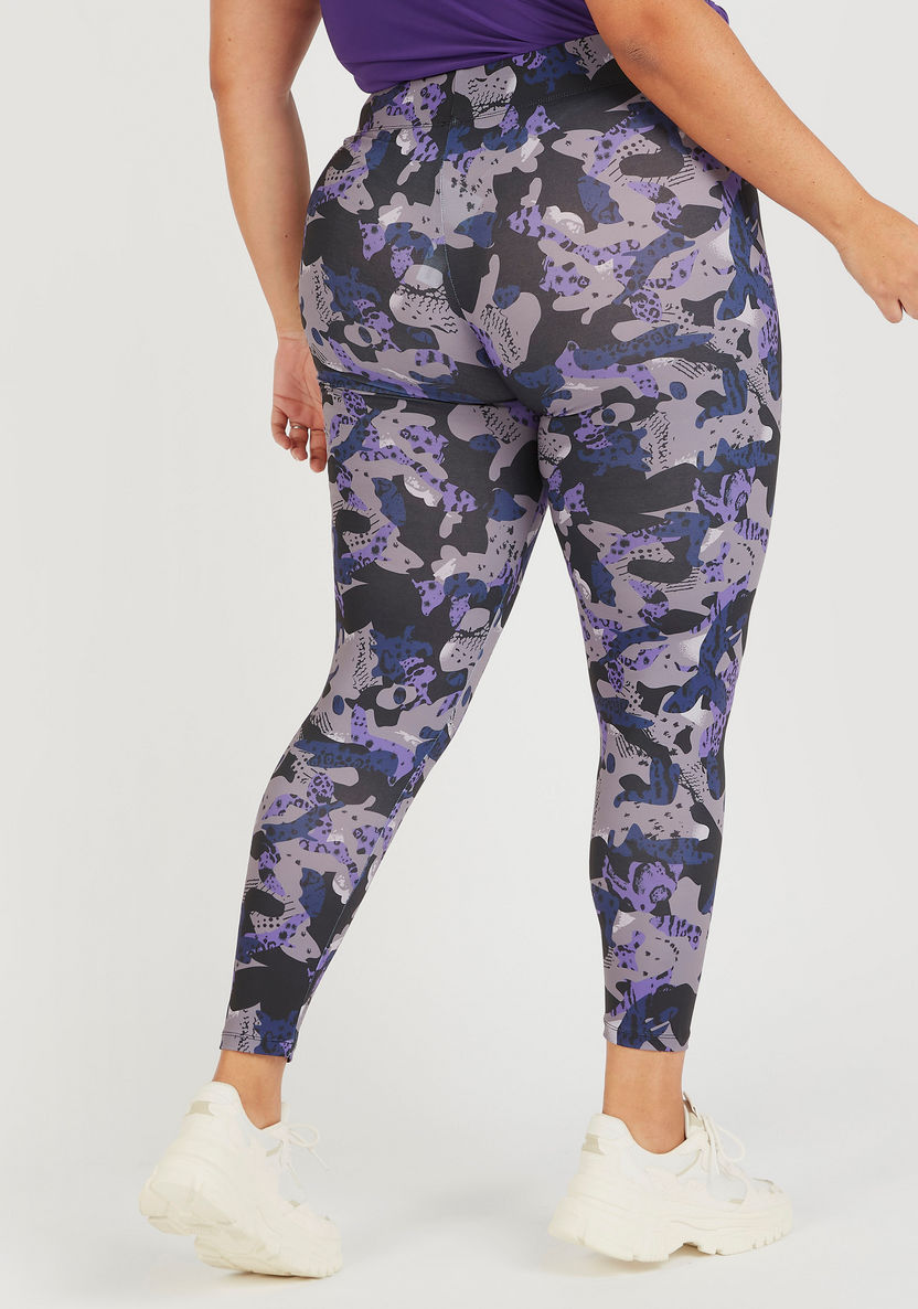 Printed Mid-Rise Leggings with Elasticated Waistband-Leggings and Jeggings-image-3