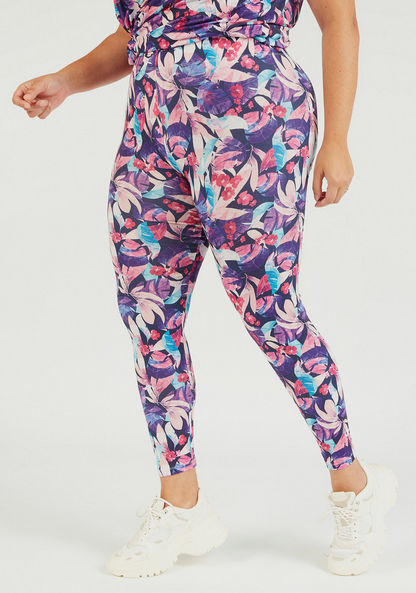 Floral Print Mid-Rise Leggings with Elasticated Waistband-Leggings & Jeggings-image-0
