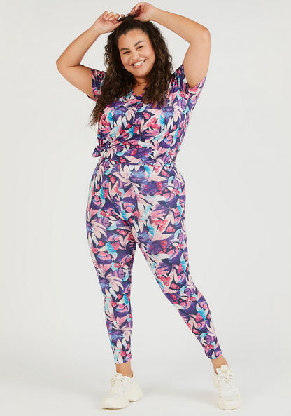 Floral Print Mid-Rise Leggings with Elasticated Waistband-Leggings & Jeggings-image-1