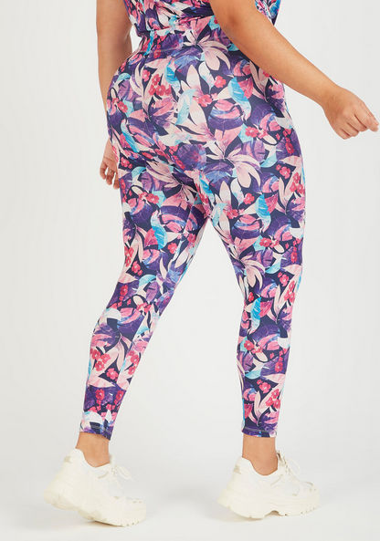 Floral Print Mid-Rise Leggings with Elasticated Waistband-Leggings & Jeggings-image-3